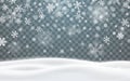 Christmas snow. Falling snowflakes on dark background. Snowflake transparent decoration effect. Xmas snow flake pattern. Magic Royalty Free Stock Photo