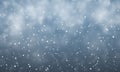 Christmas snow. Falling snowflakes on dark blue background. Snowfall. Vector illustration Royalty Free Stock Photo