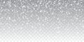 Christmas snow. Falling snowflakes on transparent background. Snowfall. Vector illustration Royalty Free Stock Photo