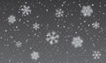 Christmas snow. Falling snowflakes on transparent background. Snowfall. Vector illustration Royalty Free Stock Photo