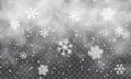 Christmas snow. Falling snowflakes on transparent background. Snowfall. Vector illustration Royalty Free Stock Photo