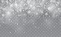 Christmas snow. Falling snowflakes on transparent background. Snowfall. Vector illustration Royalty Free Stock Photo