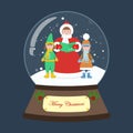 Christmas snow globe with carol singers illustration Royalty Free Stock Photo