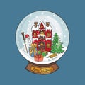 Christmas Snow globe.Doodle town Royalty Free Stock Photo