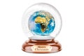 Christmas snow globe with Earth Globe inside, 3D rendering Royalty Free Stock Photo