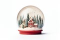 Christmas snow globe with gingerbread house inside on white background. AI generated Royalty Free Stock Photo