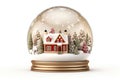 Christmas snow globe with gingerbread house inside on white background. AI generated Royalty Free Stock Photo