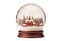 Christmas snow globe with gingerbread house inside on white background. AI generated Royalty Free Stock Photo