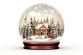 Christmas snow globe with gingerbread house inside on white background. AI generated Royalty Free Stock Photo