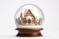 Christmas snow globe with gingerbread house inside on white background. AI generated Royalty Free Stock Photo