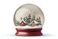 Christmas snow globe with gingerbread house inside on white background. AI generated Royalty Free Stock Photo