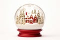 Christmas snow globe with gingerbread house inside on white background. AI generated Royalty Free Stock Photo