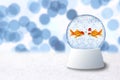 Christmas Snow Globe With Goldfish Santa Inside Royalty Free Stock Photo