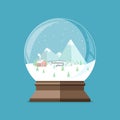 Christmas snow globe with house in the forest and mountains Royalty Free Stock Photo