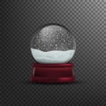 Christmas snow globe Isolated on transparent background. Vector illustration Royalty Free Stock Photo