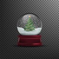 Christmas snow globe isolated on transparent background. Vector illustration Royalty Free Stock Photo