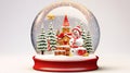 Christmas snow globe. New Year glass snow globe with snowman and presents under tree. generative ai Royalty Free Stock Photo