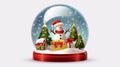 Christmas snow globe. New Year glass snow globe with snowman and presents under tree. generative ai Royalty Free Stock Photo