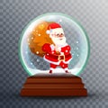 Christmas Snow Globe Realistic Vector. Cute Santa Claus With Gifts. Realistic 3d Snow Globe Toy. Winter Xmas Design Royalty Free Stock Photo