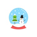 Christmas snow globe round vector icon