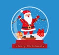 Christmas snow globe with santa claus inside. Merry Christmas. Celebrating new year and christmas. Vector illustration in flat Royalty Free Stock Photo