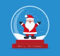 Christmas snow globe with santa claus inside. Merry Christmas. Celebrating new year and christmas. Vector illustration in flat Royalty Free Stock Photo