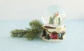 Christmas Snow globe Snowflake with Snowfall Royalty Free Stock Photo
