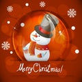 Christmas snow globe with snowman Royalty Free Stock Photo