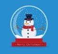 Christmas snow globe with a snowman inside. Merry Christmas. Celebrating new year and christmas. Vector illustration in flat style Royalty Free Stock Photo