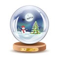 Christmas snow globe and snowman Vector Xmas gift glass ball illustration. Royalty Free Stock Photo