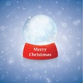 Christmas snow globe on transparent background. Glass sphere. Vector illustration. Royalty Free Stock Photo