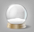 Christmas snow globe on transparent background. Glass sphere with snow for winter holiday events Royalty Free Stock Photo