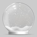 Christmas snow globe on transparent background. Vector illustration. Royalty Free Stock Photo