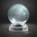 Christmas snow globe on transparent checkered background vector illustration Royalty Free Stock Photo