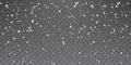 Christmas snow. Heavy snowfall. Falling snowflakes on transparent background. White snowflakes flying in the air. Vector Royalty Free Stock Photo