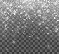 Christmas snow. Magic holiday background. Falling snowflakes on dark background. Abstract Snowfall. Vector illustration Royalty Free Stock Photo