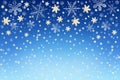 Christmas snow sky background with white and golden snowflakes Royalty Free Stock Photo