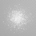 Christmas snow sparkling snowflakes glitter confetti on white transparent background. Vector winter holiday snowfall or sparkle fi