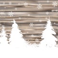 Christmas Snow Winter Worn Wood Fir Trees