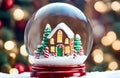 Christmas in a snowball snowy. Snow Globe. Photorealistic Illustration, 3d Illustration. Copy Space Royalty Free Stock Photo