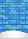 Christmas snowfall hill blue brick wall