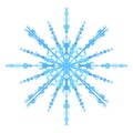 Christmas Snowflake In Blue Watercolor For Greeting Card. Drawing Ice Star In Watercolour Style For Ornament And Pattern