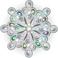 Christmas Snowflake Crystal Precious. Beautiful Jewelry, Medallion, Brooch, Decoration On Neck, Mandala, Frame. Fashion Pattern B