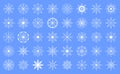 Christmas snowflake crystals, frosted snow shapes, blizzard ice snowflakes. Winter holidays iced crystal decoration vector symbols Royalty Free Stock Photo