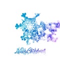 Christmas snowflake with double exposure effect adding falling snow