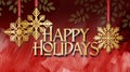 Christmas snowflake gold ornaments with Happy Holidays message Royalty Free Stock Photo