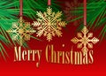 Christmas snowflake gold ornaments with Merry Christmas message Royalty Free Stock Photo