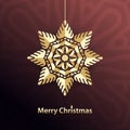 Christmas snowflake. Gold Star. Congratulations on a Holidays. Greeting card.