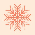 Christmas snowflake with grunge texture. Winter and New Year theme. Flat vector illustration Royalty Free Stock Photo