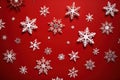 Snowflakes on Red Background